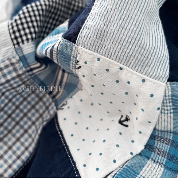 Aerie Patchwork Plaid Nautical Ocean Themed Sleep Shorts in Blue, XS - Picture 2 of 8